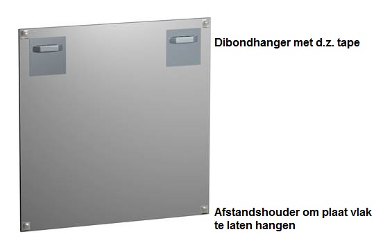 Dibondhanger - plaathanger -  70x70 mm - belasting 2 kg